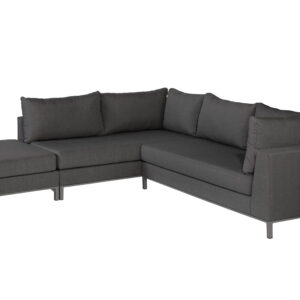 EXOTAN SiciliÃ hjørnesofa til haven, Venstre - stengrå stof og aluminium